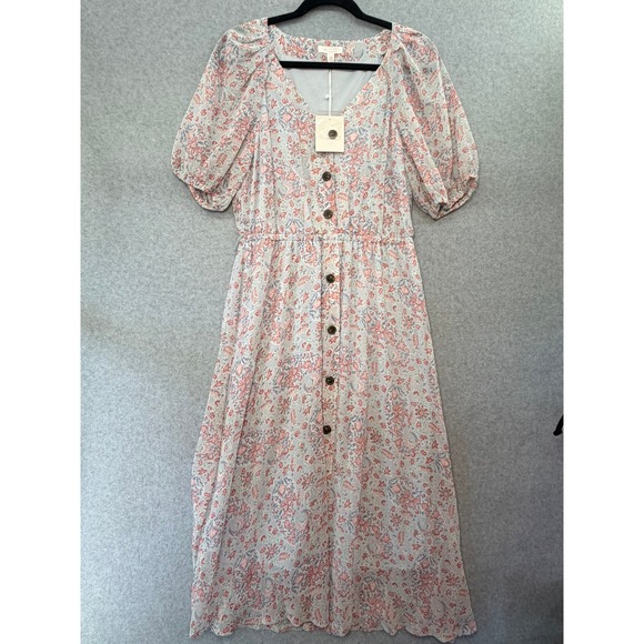 LC Lauren Conrad Dresses & Skirts - LC Lauren Conrad Playful Paisley Midi Dress Blue Pink Floral Cottagecore Medium